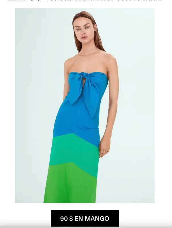 SIMONMILLER X MANGO. Vestido largo palabra de honor