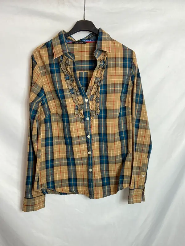 SINTESIS. Camisa cuadros minivolantes T.U (M)