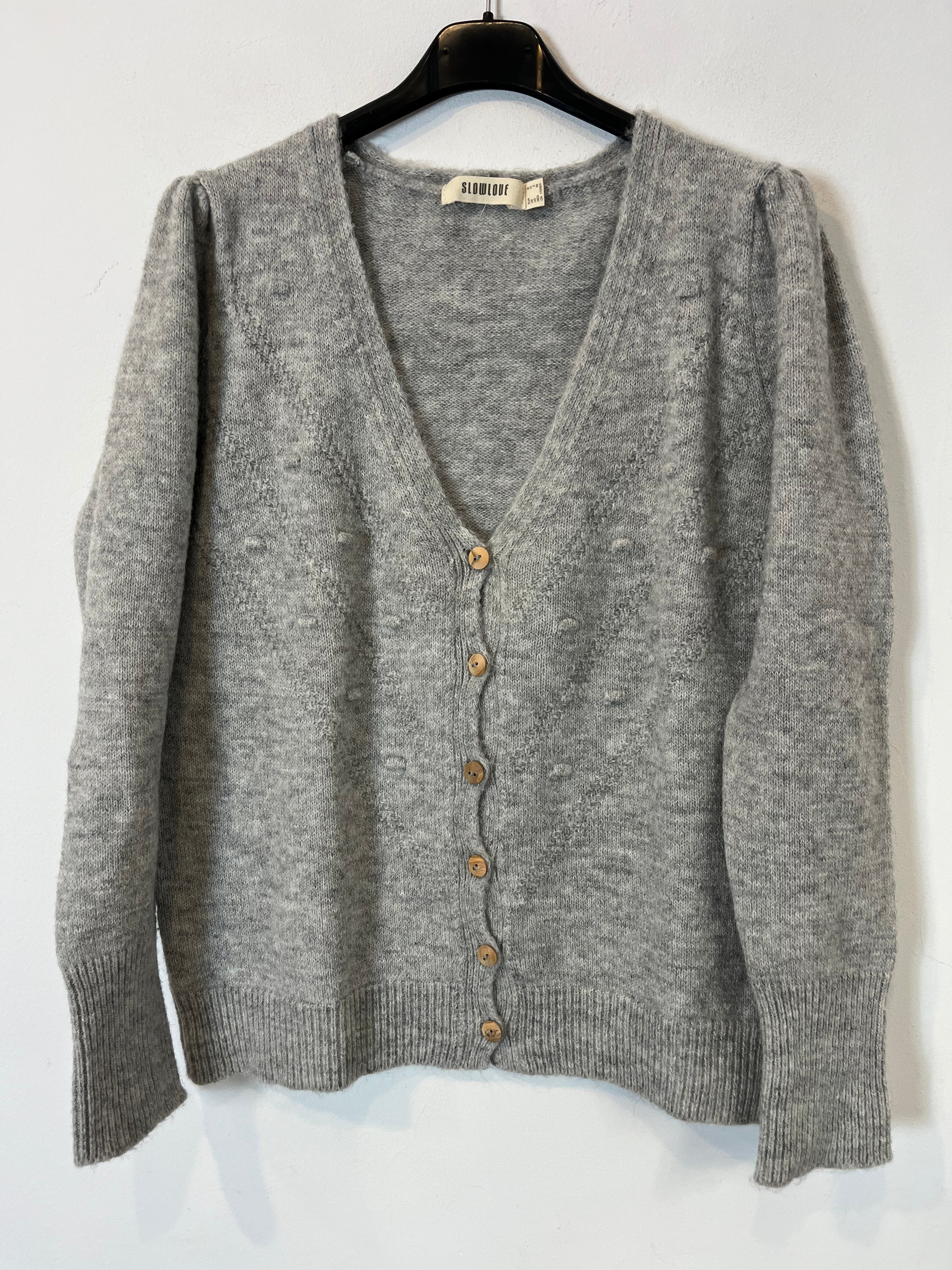 SLOWLOVE. Chaqueta punto gris bodoques. T M