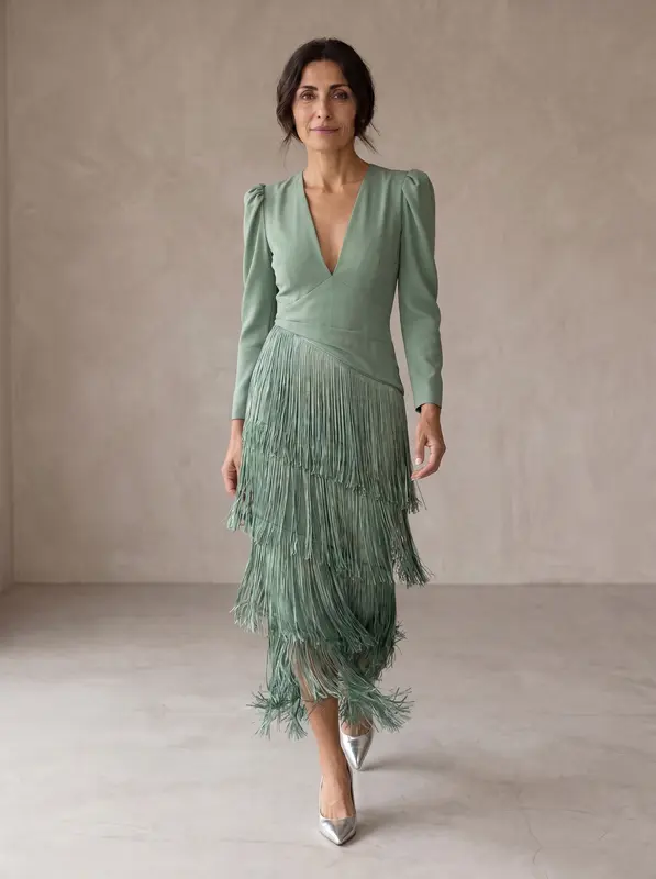 Sofia™ | Vestido Elegante con Mangas de Flecos