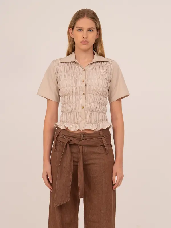 Sorelle Striped Smocked Top