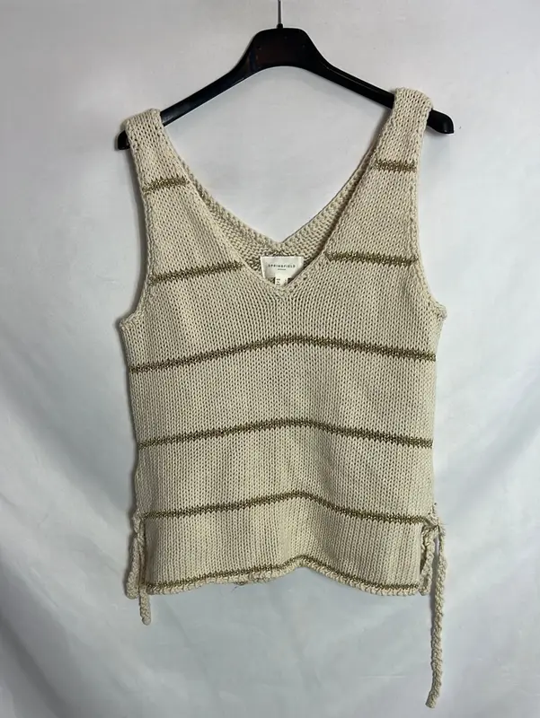 SPRINGFIELD. Top punto beige rayas. T L