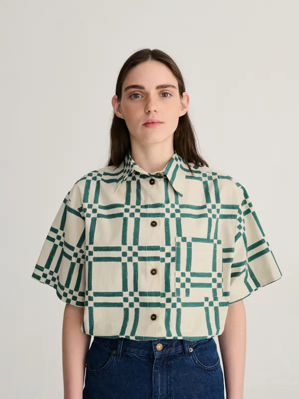 Squares all over poplin shirt