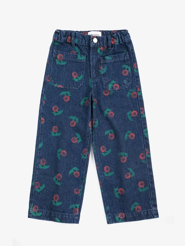 Stamp Bloom all over denim pants