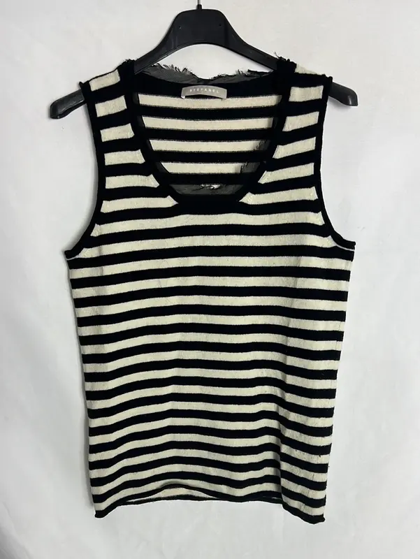 STEFANEL. Top punto rayas detalle cuello. T M