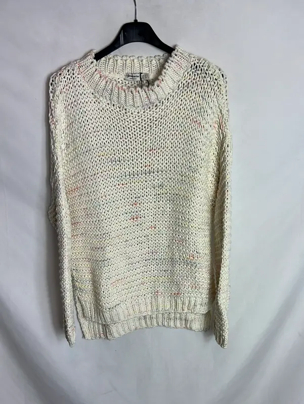 STRADIVARIUS. Jersey beige detalle colores. T S