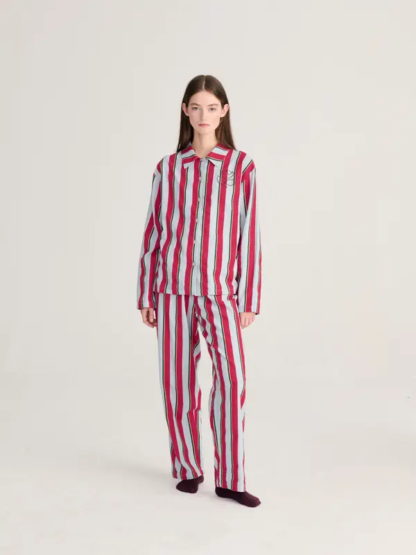 Striped all over fluid flannel sleepwear set