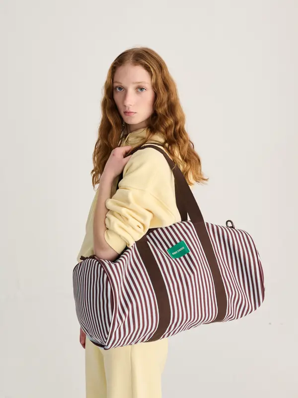 Striped canvas gym bag
