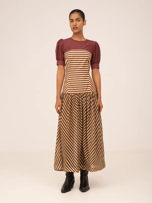Sugarplum Burgundy Striped Dress