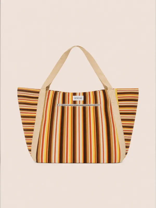 Sunlight Striped Beach Tote Bag