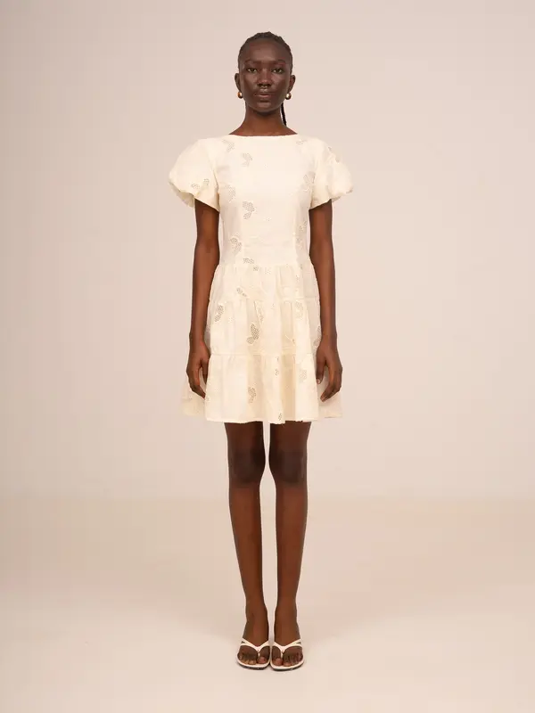 Sunlit Cream Embroidered Dress
