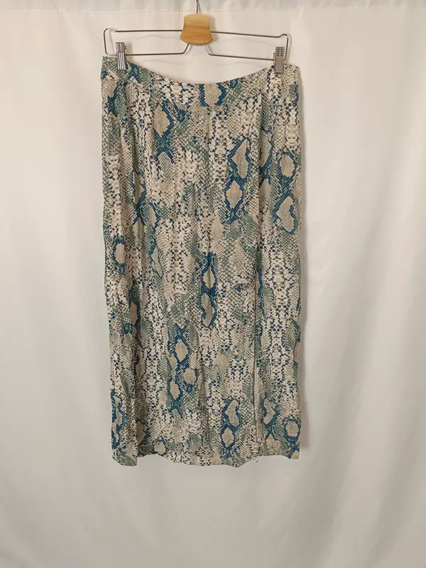 SYSTEMACTION. Falda midi fluida animal print. T 40