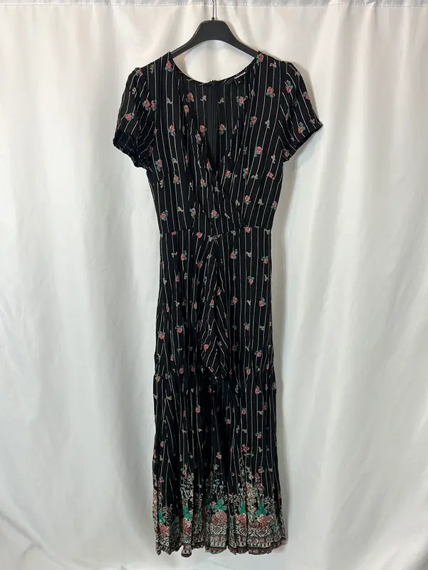 TALLY WEIJL. Mono  negro corto flores Txs