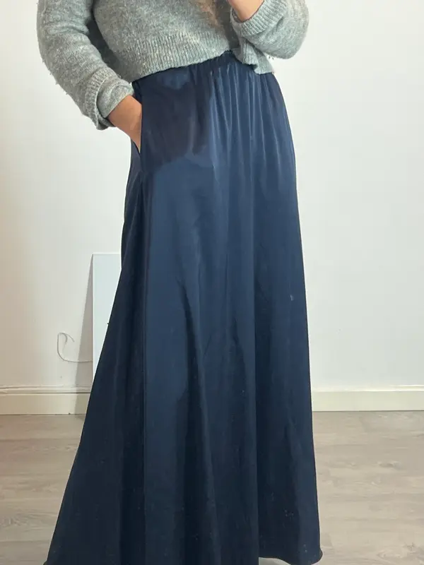TCN. Falda larga azul seda T.xs