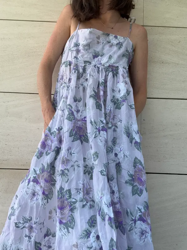 TCN. Vestido largo flores tonos malva. T S/M