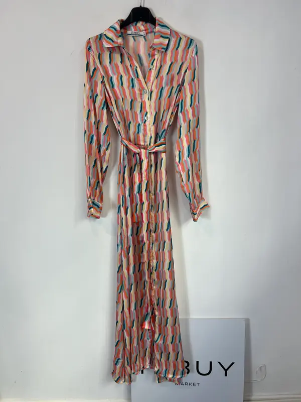 TEMBO MENORCA. Vestido largo fluido multicolor. T S