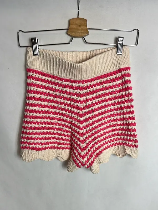 TEZENIS. Short crochet rosa y beige. T S