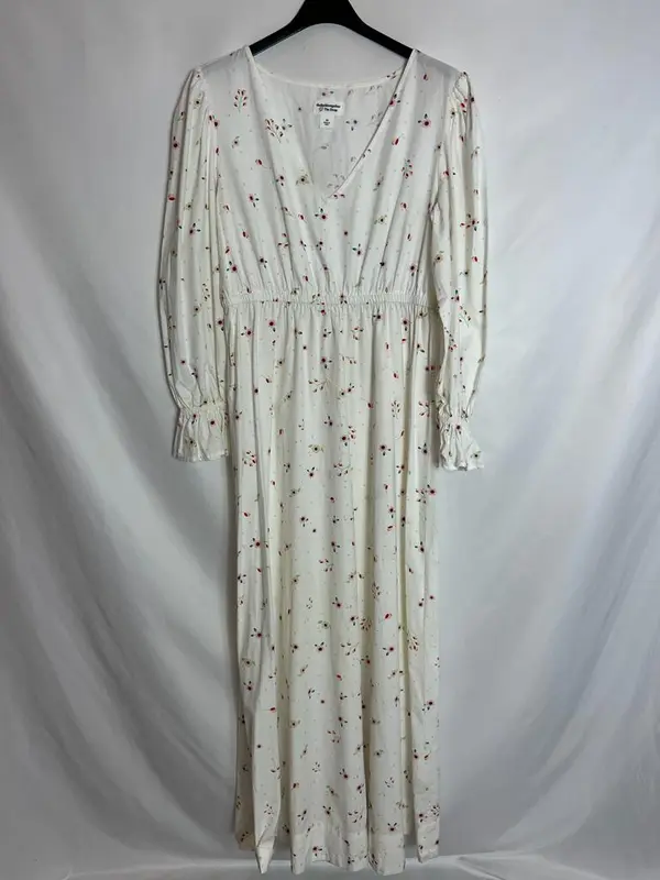 THE DROP. Vestido largo blanco flores. T XS (S)