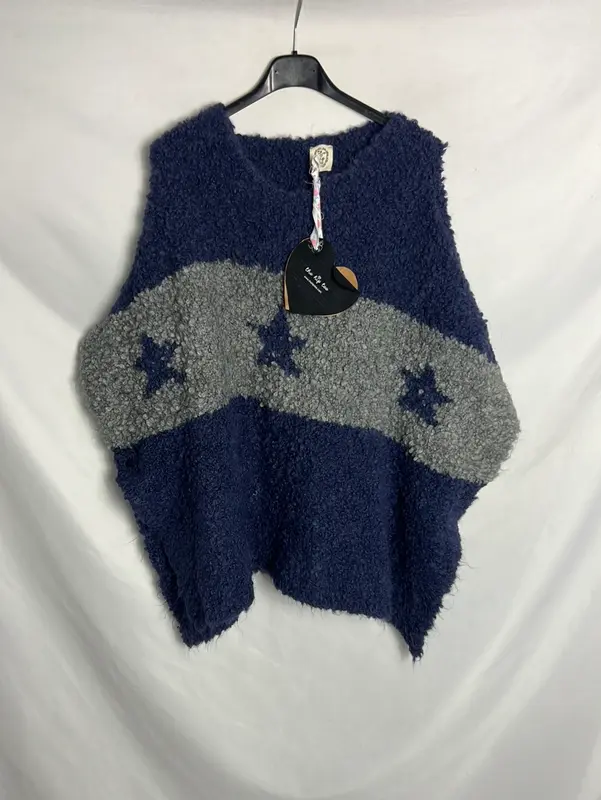 THE HIP TEE. Poncho bicolor estrellas. T U