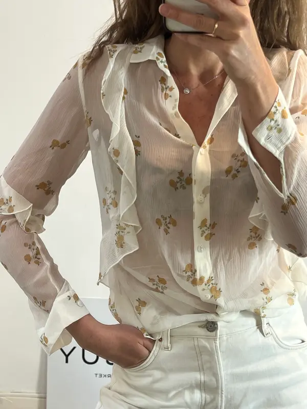 THE KOOPLES. Blusa fluida flores semitransparente. T M