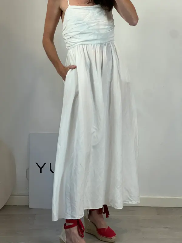 THE NEW SOCIETY. Vestido largo  blanco lino