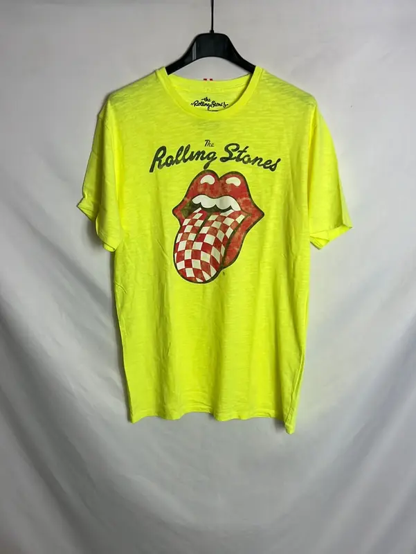 THE ROLLING STONES. Camiseta flúor logo. T M