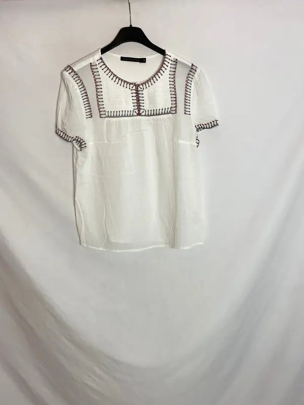 TINTORETTO. Blusa blanca bordada T.40