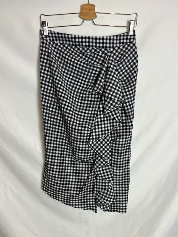 TOPSHOP. Falda midi vichy . T 38