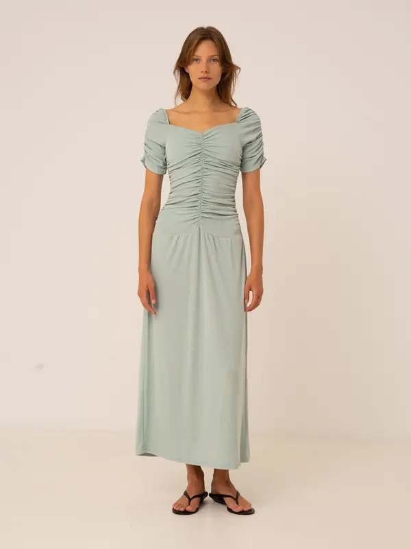 Turquoise Persephone Draped Dress