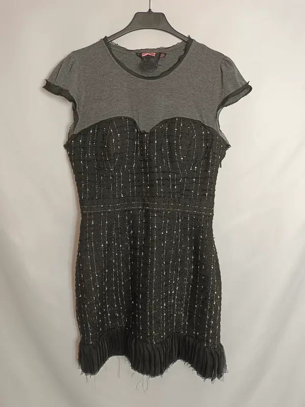 TWELVE BY TWELVE. Vestido negro tweed T.l