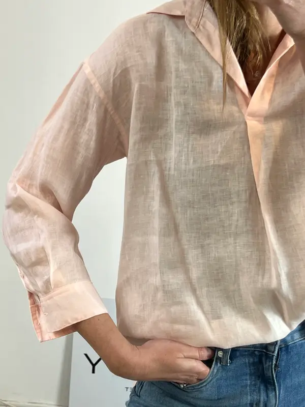 UNIQLO. Blusa lino rosa claro. T S