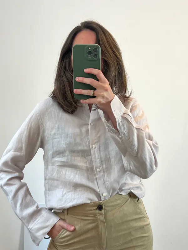 UNIQLO. Camisa lino malva claro. TXS