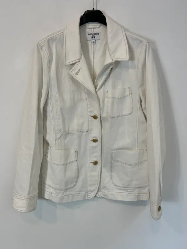 UNIQLO x INES DE LA FRESSANGE. Chaqueta denim blanca bolsillos. T S