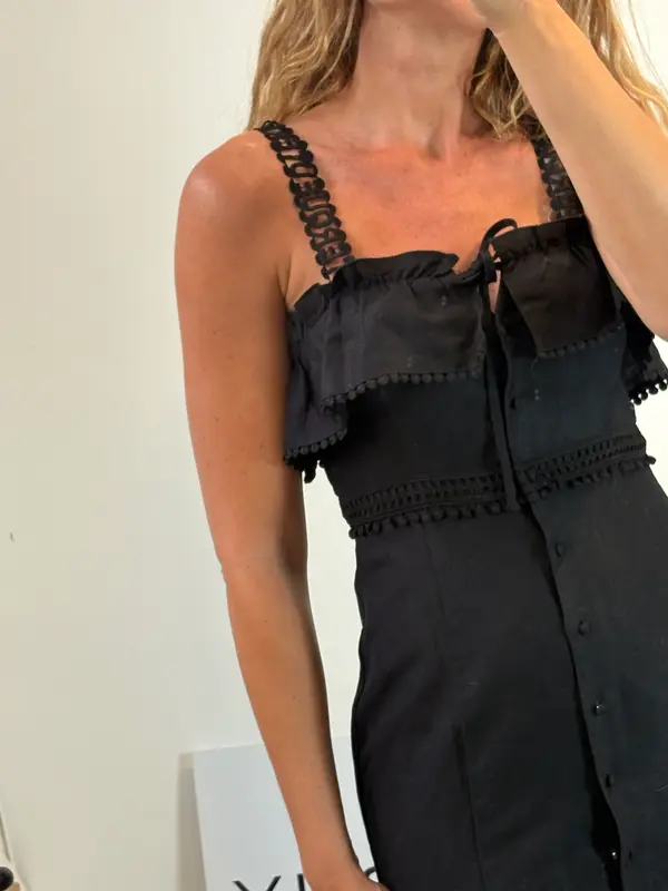 UTERQÜE. Vestido negro lino T.s