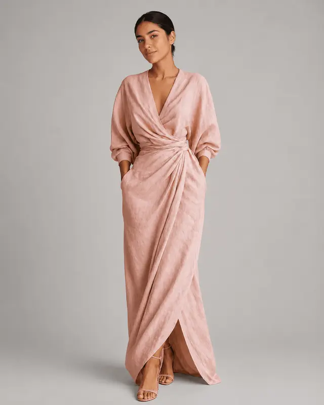 V-Neck Linen Maxi Dress