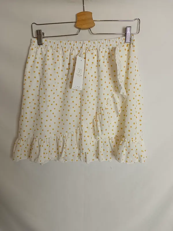 VALENTINA.Falda blanca lunares T.m