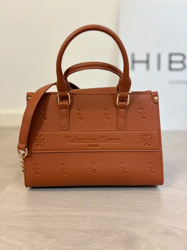 VALENTINA RIVERA. Bolso mini tote piel marrón