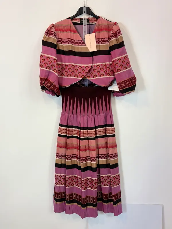 VANDERWILDE. Conjunto top y falda estampado. T 36