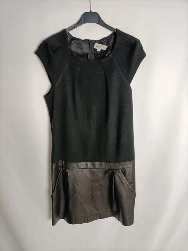 VANESSA BRUNO. Vestido negro doble textura T.36