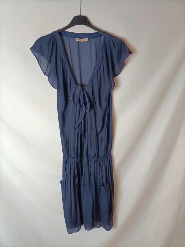 VANESSA BRUNO. Vestido seda azul T.36