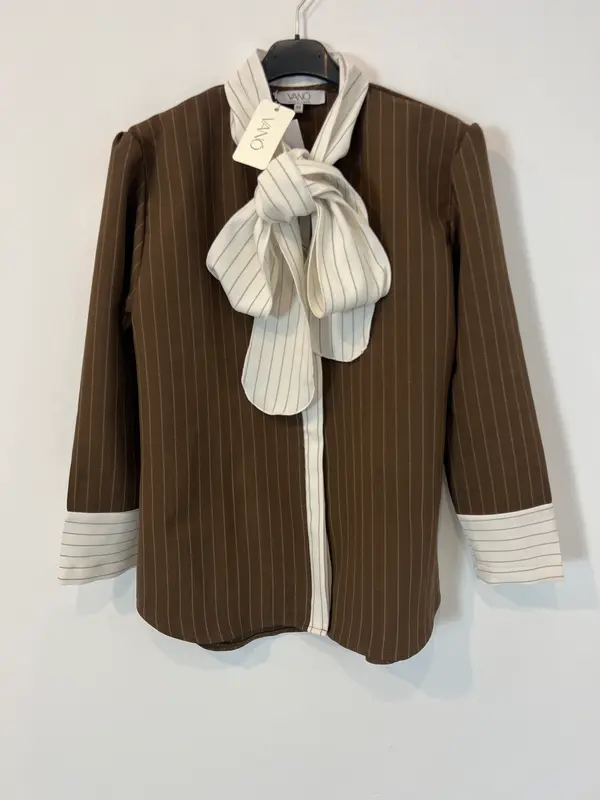 VANÓ. Blusa marrón rayas T.xs