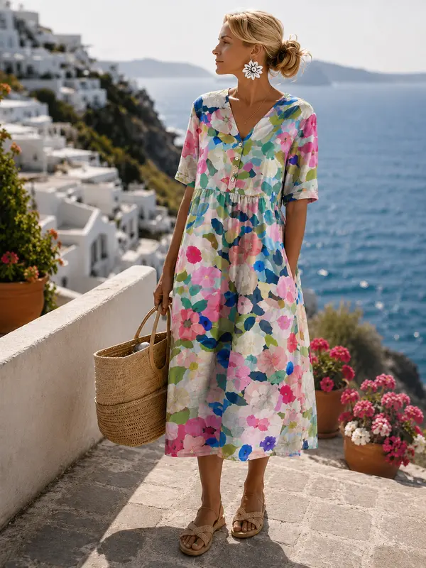 Vestido Alma™ | Midi floral colorido y fluido