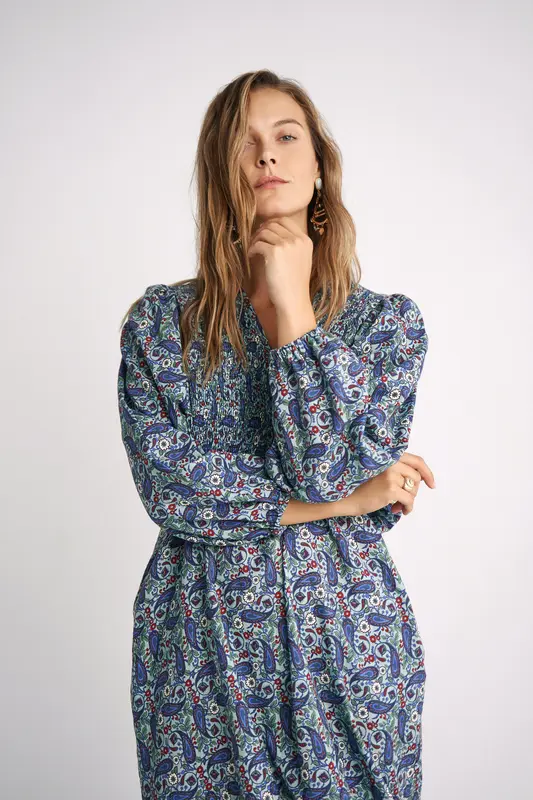 Vestido Bernie Blue Paisley Motifs