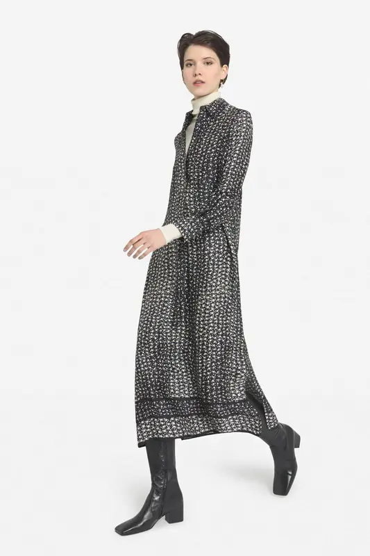 Vestido camisero largo de viscosa estampada Ottod'ame
