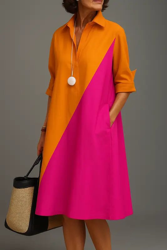 Vestido Carmen™ | Vestido midi bicolor de estilo elegante
