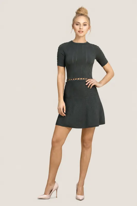 Vestido Corto Alexa Fit and Flare Olive