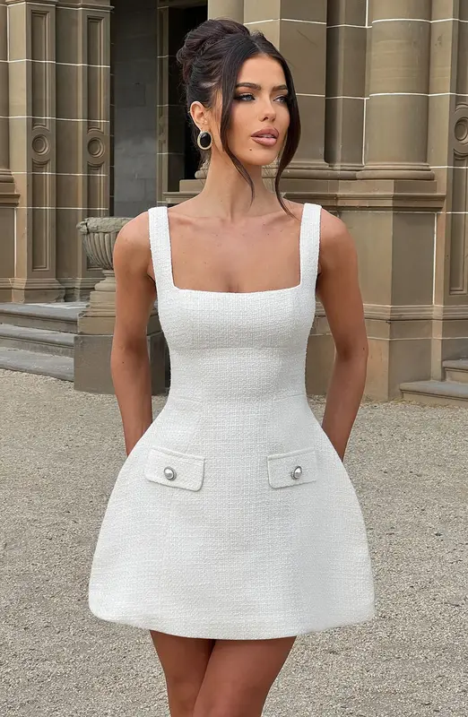 VESTIDO CORTO BESSIE - MARFIL