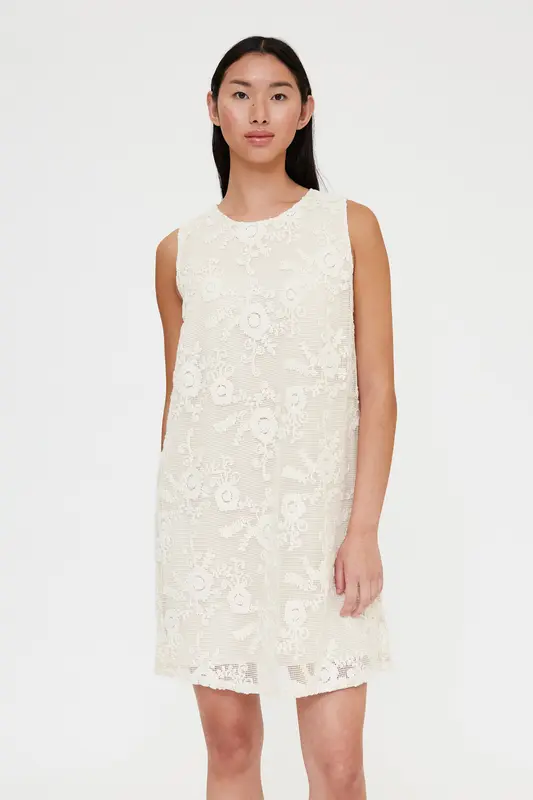 VESTIDO CORTO CROCHET BLANCO ROTO