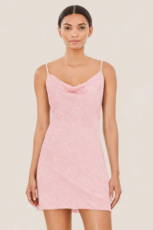 Vestido Corto Maris Light Pink Sequin