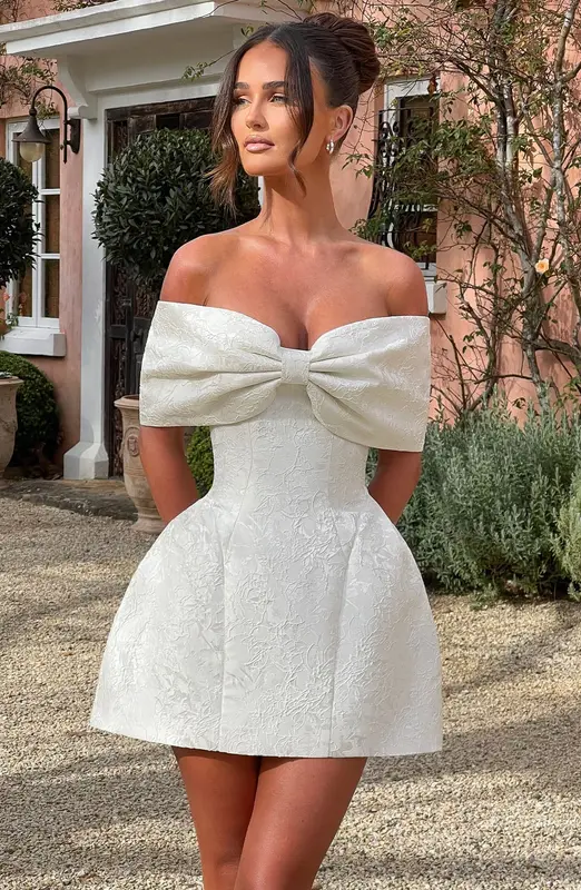 VESTIDO CORTO RAQUEL - MARFIL